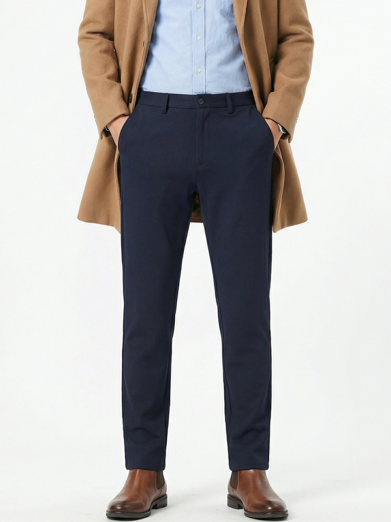 MEILIHUA Men's Stretch Dress Pants - 4-Way Elastic Straight Fit for Fall/Spring (280GSM)