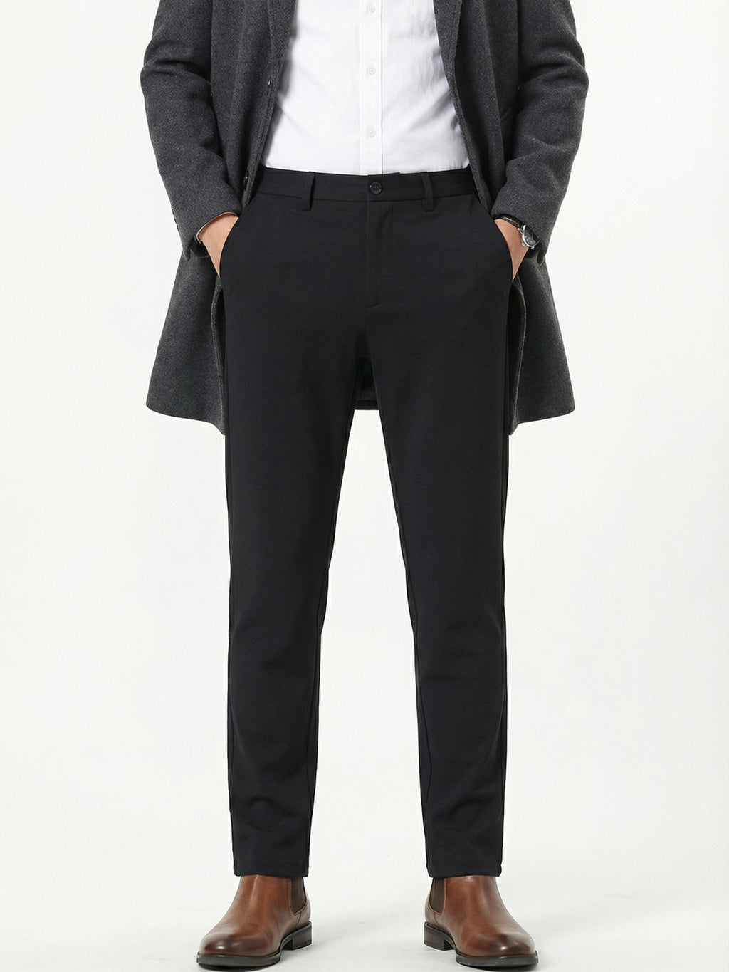 MEILIHUA Men's Stretch Dress Pants - 4-Way Elastic Straight Fit for Fall/Spring (280GSM)