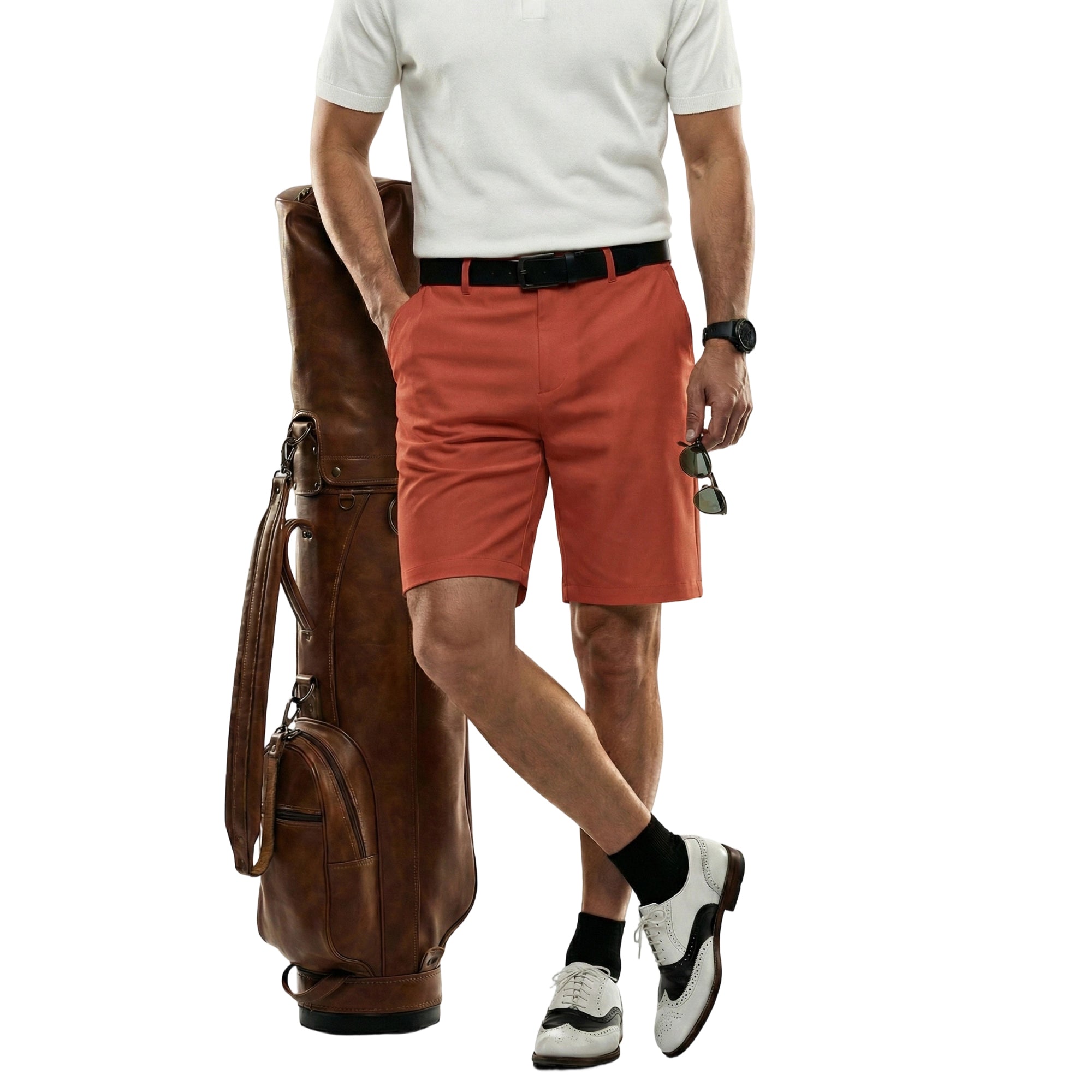 MEILIHUA Men's 9" Golf Shorts with Hidden Expandable Waist, Flat Front Dress Shorts, Lightweight Performance Bermuda
