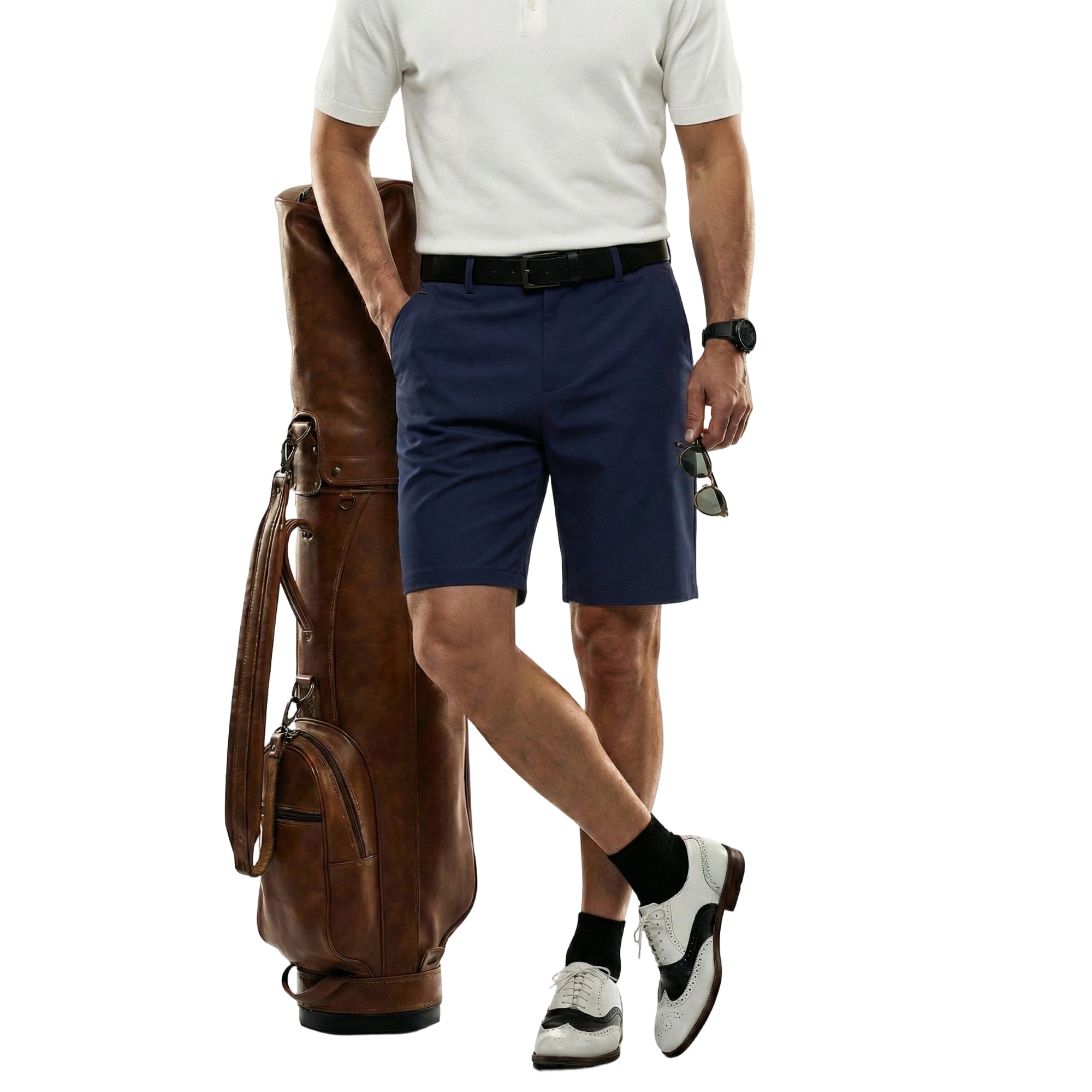 MEILIHUA Men's 9" Golf Shorts with Hidden Expandable Waist, Flat Front Dress Shorts, Lightweight Performance Bermuda