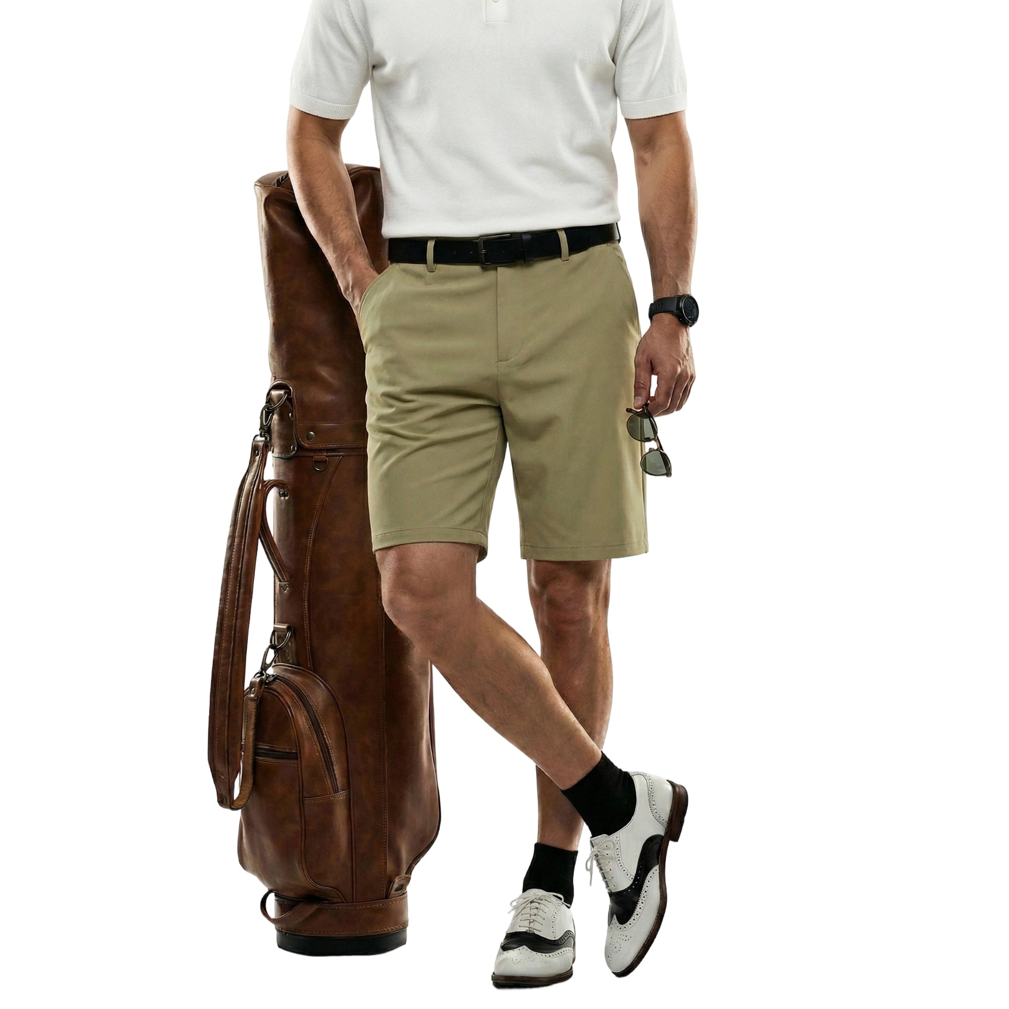 MEILIHUA Men's 9" Golf Shorts with Hidden Expandable Waist, Flat Front Dress Shorts, Lightweight Performance Bermuda