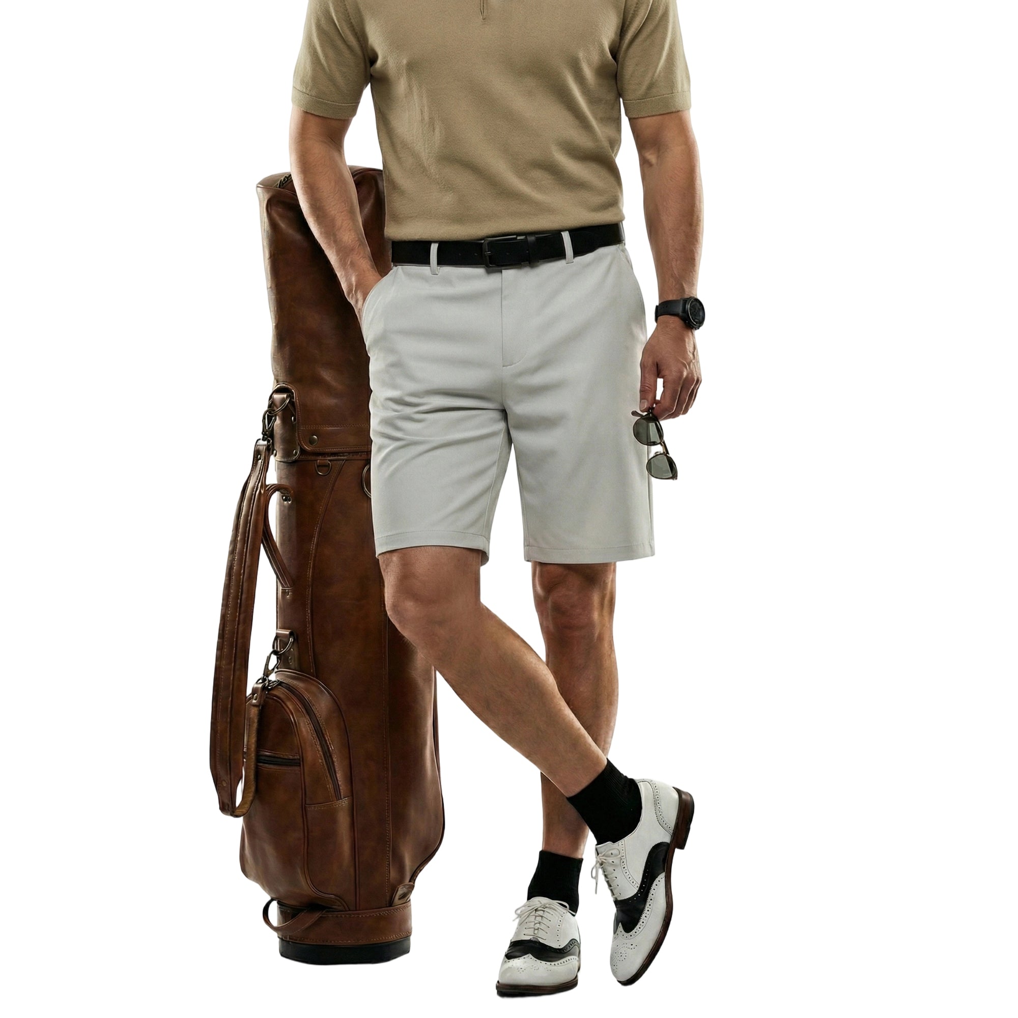 MEILIHUA Men's 9" Golf Shorts with Hidden Expandable Waist, Flat Front Dress Shorts, Lightweight Performance Bermuda
