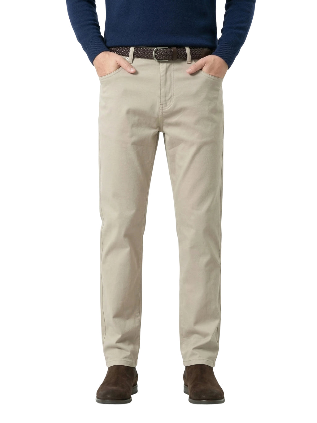 Men's Heavyweight Cotton-Blend Casual Pants - 360GSM Straight Cut with Embossed Detailing (94% Cotton)