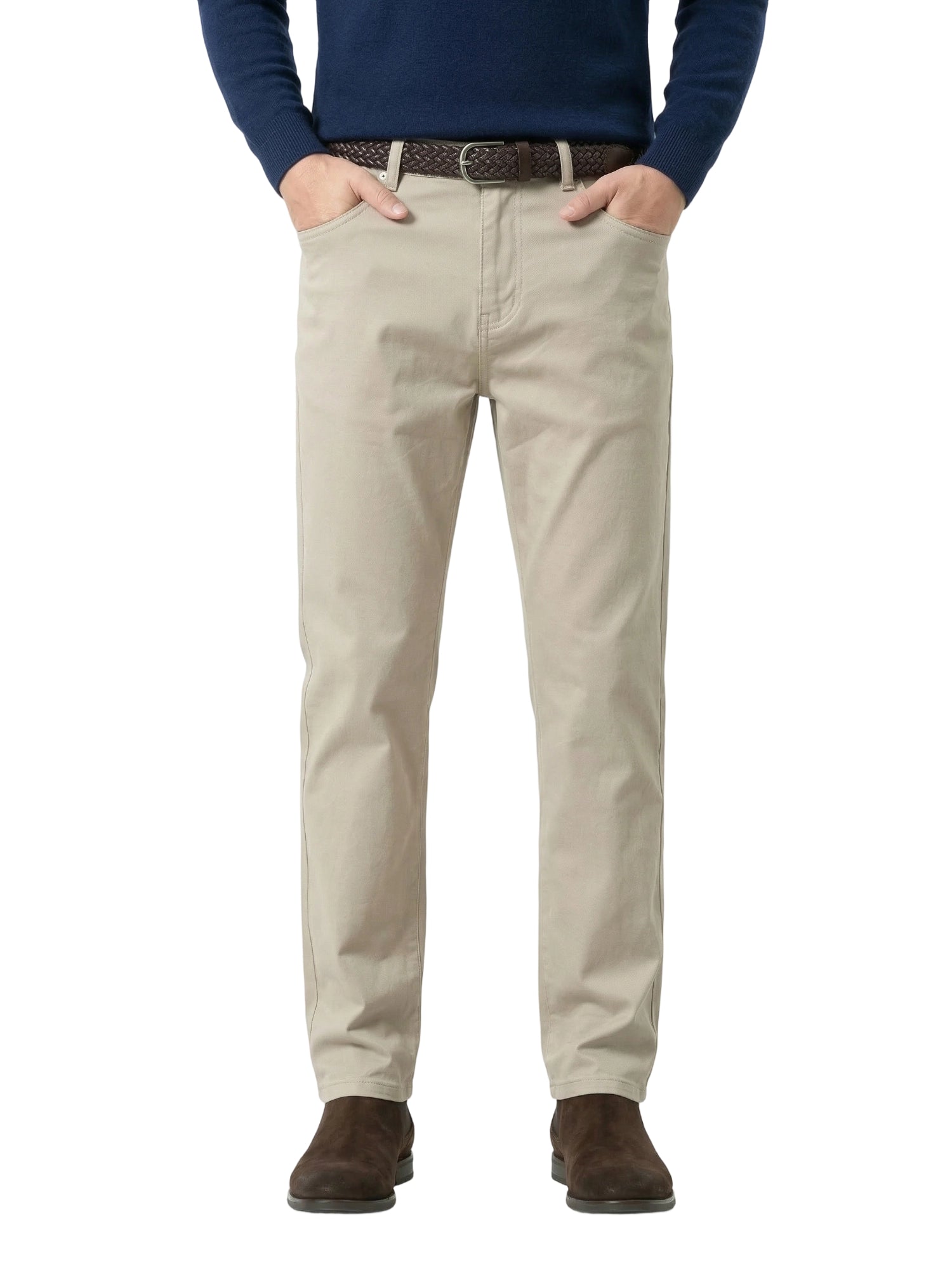 Men's Heavyweight Cotton-Blend Casual Pants - 360GSM Straight Cut with Embossed Detailing (94% Cotton)