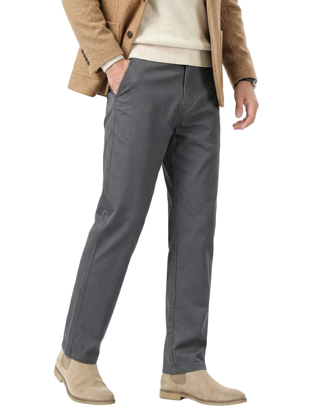 MEILIHUA Men's Stretch Chino Pants – 97% Cotton Business Casual Trousers with Comfort Waist – Lightweight Straight Fit for Work & Golf