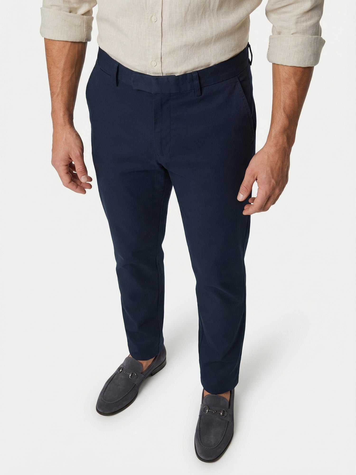Men's Light-Weight Cotton Blend Dress Pants - Breathable Straight Fit for Office & Travel