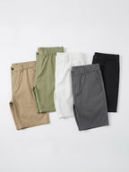 MEILIHUA Men's Stretch Cotton Chino Shorts 5-Pack, Casual Flex Elastic Waist Flat Front Summer Shorts with Pockets (White, Khaki, Black, Grey, Olive)