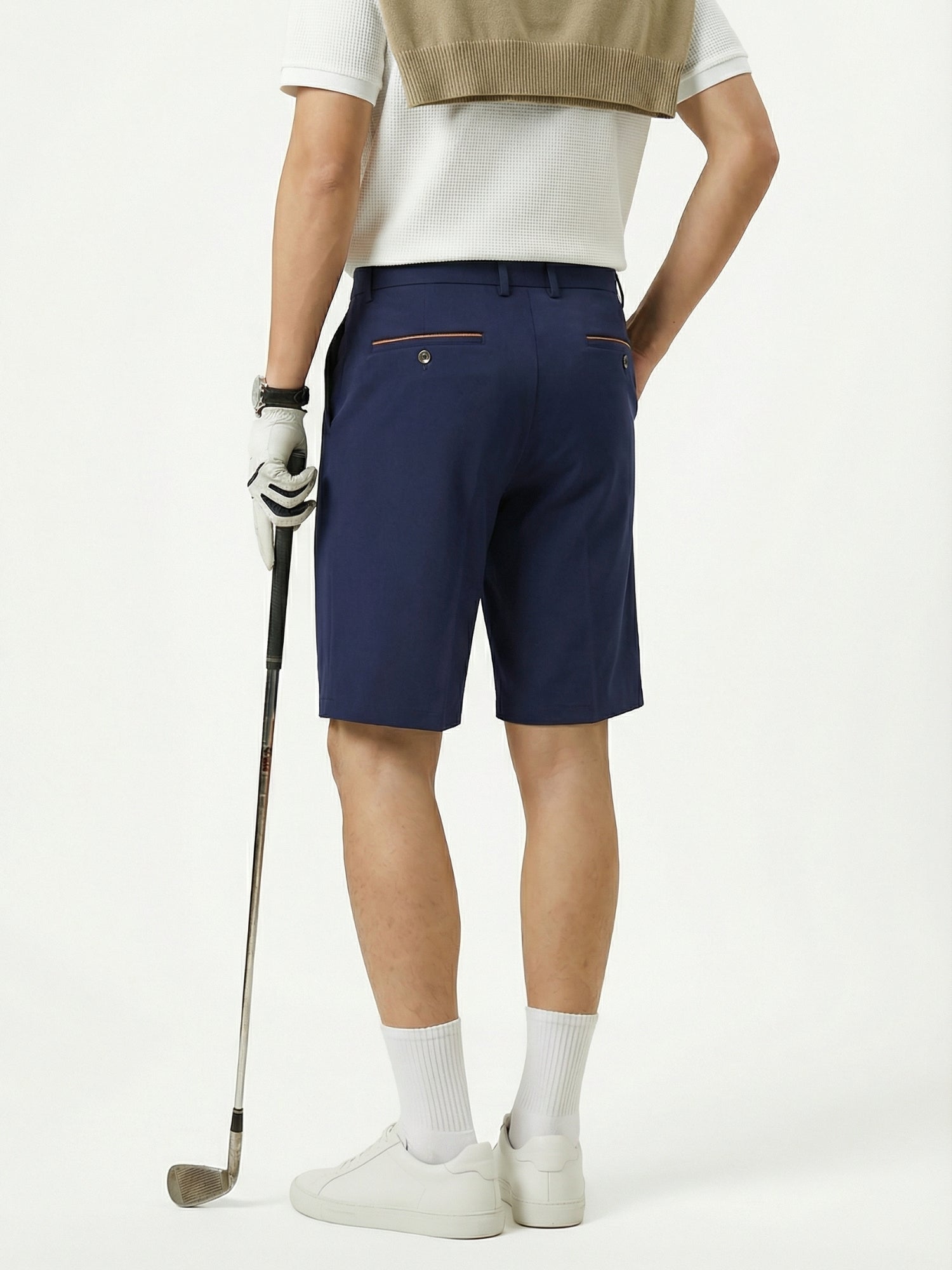 MEILIHUA Men's 9" Golf Shorts with Hidden Expandable Waist, Flat Front Dress Shorts, Lightweight Performance Bermuda