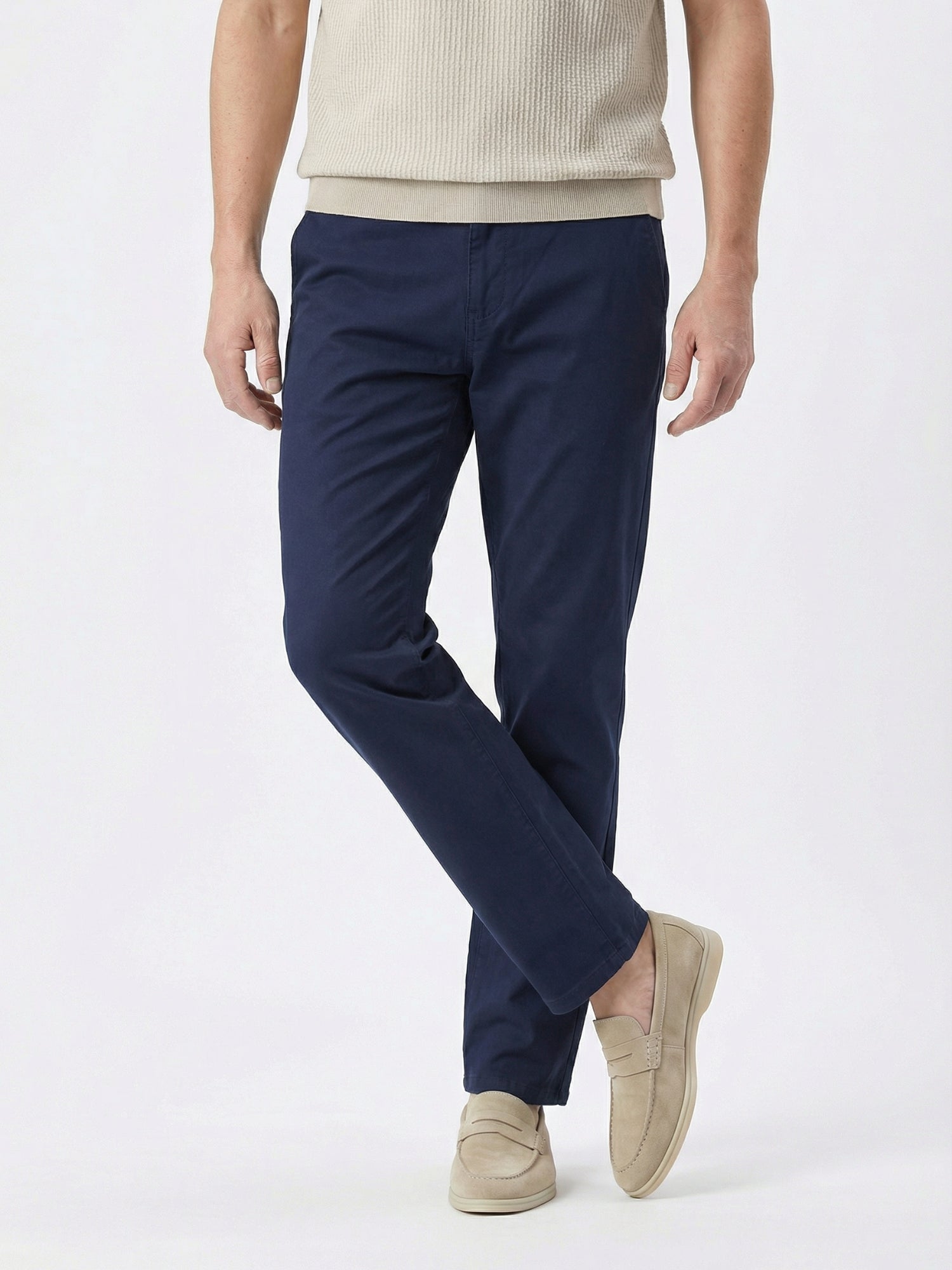MEILIHUA Men's Business Casual Pants - Lightweight Stretch Cotton Chinos, Elastic Waist Flat Front Trousers for Spring Summer
