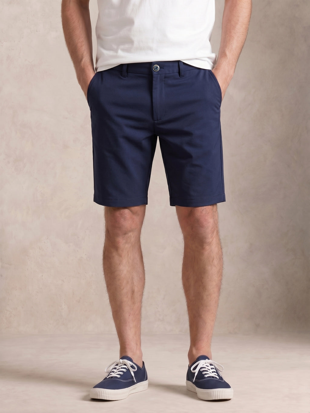 MEILIHUA Men's 9" Inseam Flat Front Golf Shorts, Tailored Fit Casual Chino Shorts with Stretch Waistband