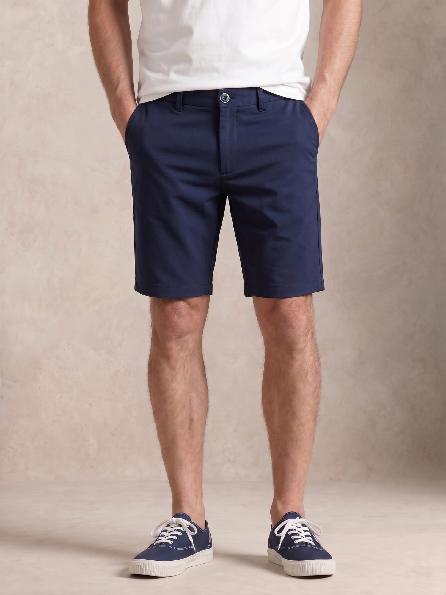 MEILIHUA Men's 9" Inseam Flat Front Golf Shorts, Tailored Fit Casual Chino Shorts with Stretch Waistband