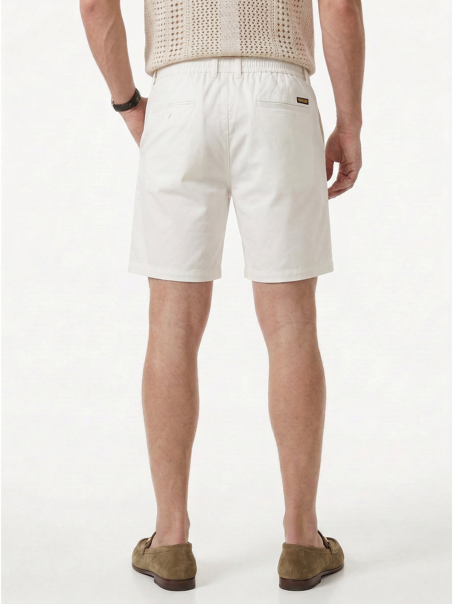 MEILIHUA Men's Stretch Cotton Chino Shorts 5-Pack, Casual Flex Elastic Waist Flat Front Summer Shorts with Pockets (White, Khaki, Black, Grey, Olive)
