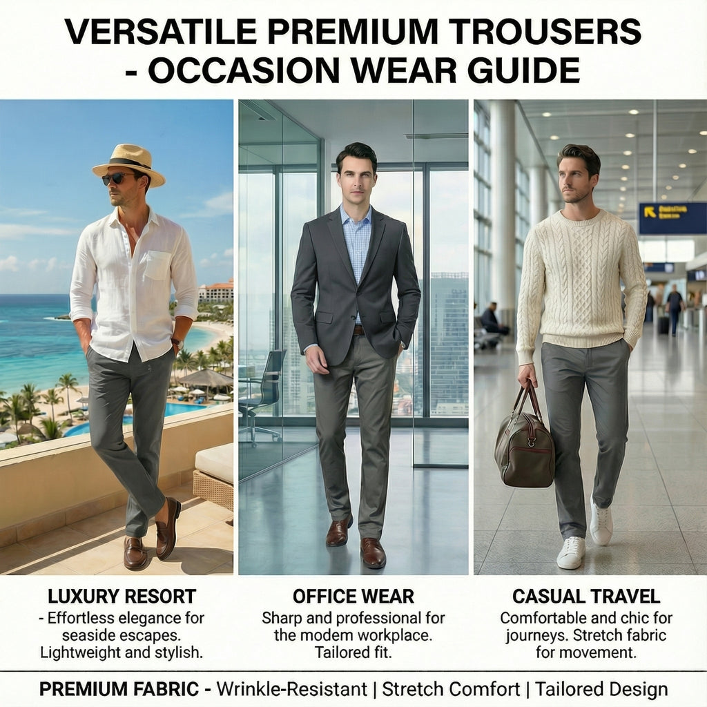 MEILIHUA Men's Premium Cotton Dress Pants - Business Casual Straight Fit with Subtle Embroidery