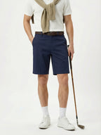 MEILIHUA Men's 9" Golf Shorts with Hidden Expandable Waist, Flat Front Dress Shorts, Lightweight Performance Bermuda