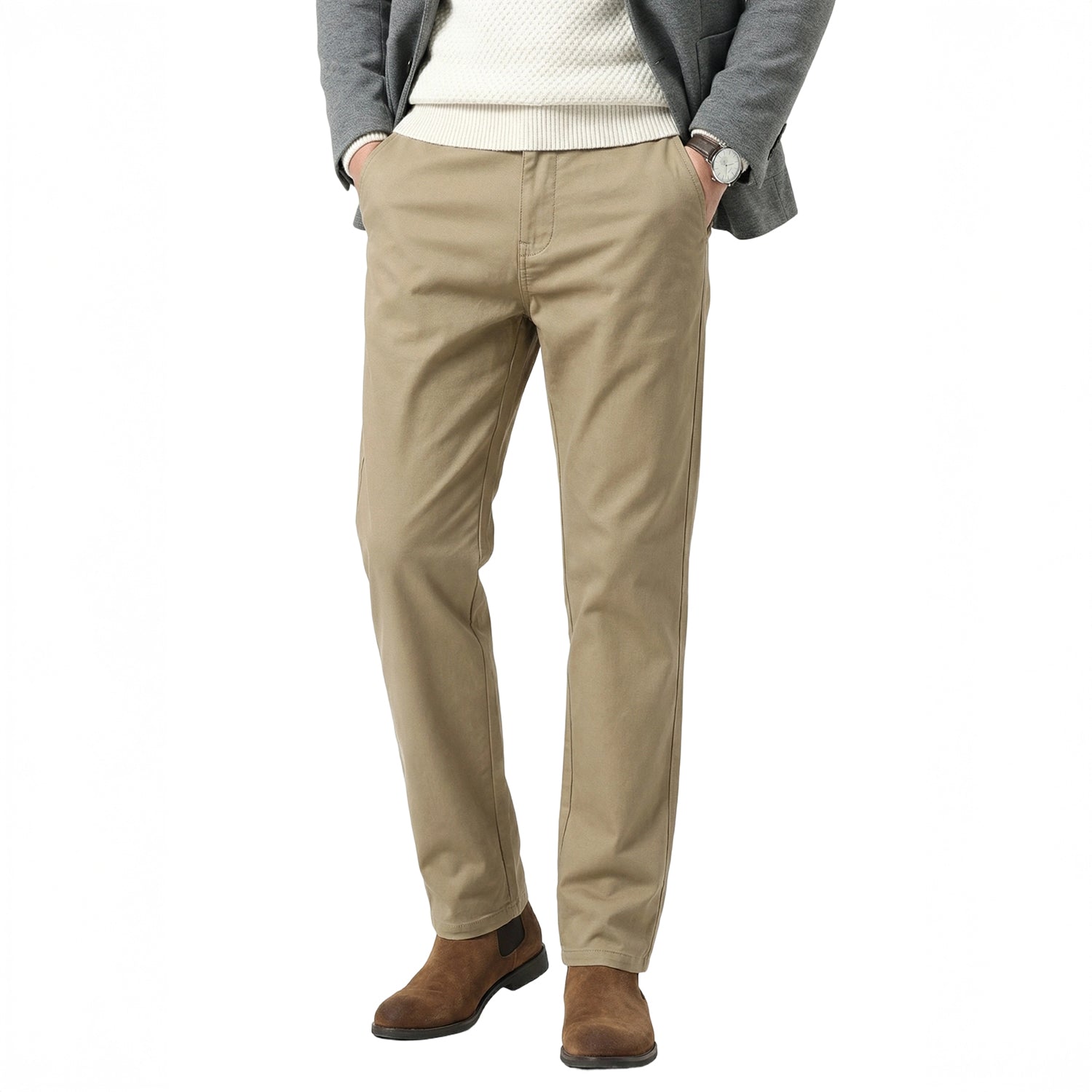 MEILIHUA Men's Stretch Chino Pants – 97% Cotton Business Casual Trousers with Comfort Waist – Lightweight Straight Fit for Work & Golf