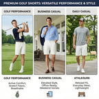 MEILIHUA Men's 9" Golf Shorts with Hidden Expandable Waist, Flat Front Dress Shorts, Lightweight Performance Bermuda