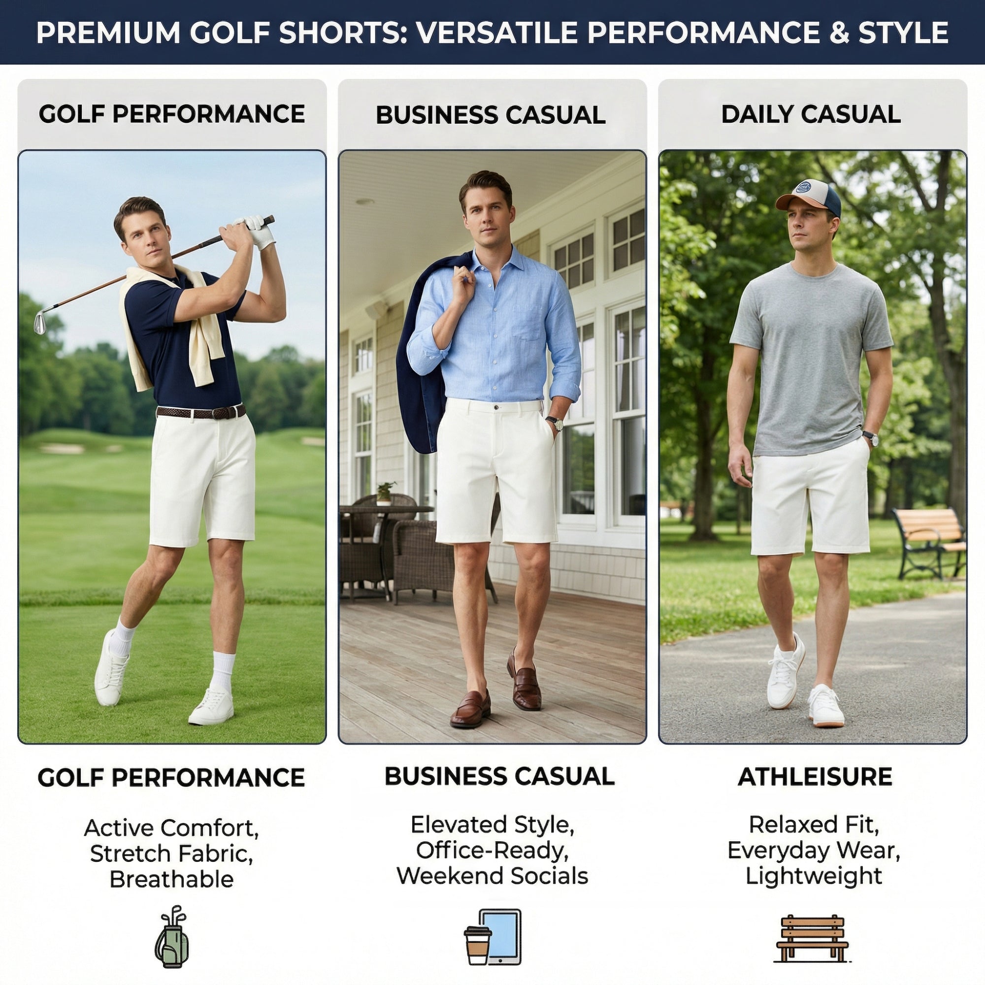 MEILIHUA Men's 9" Golf Shorts with Hidden Expandable Waist, Flat Front Dress Shorts, Lightweight Performance Bermuda