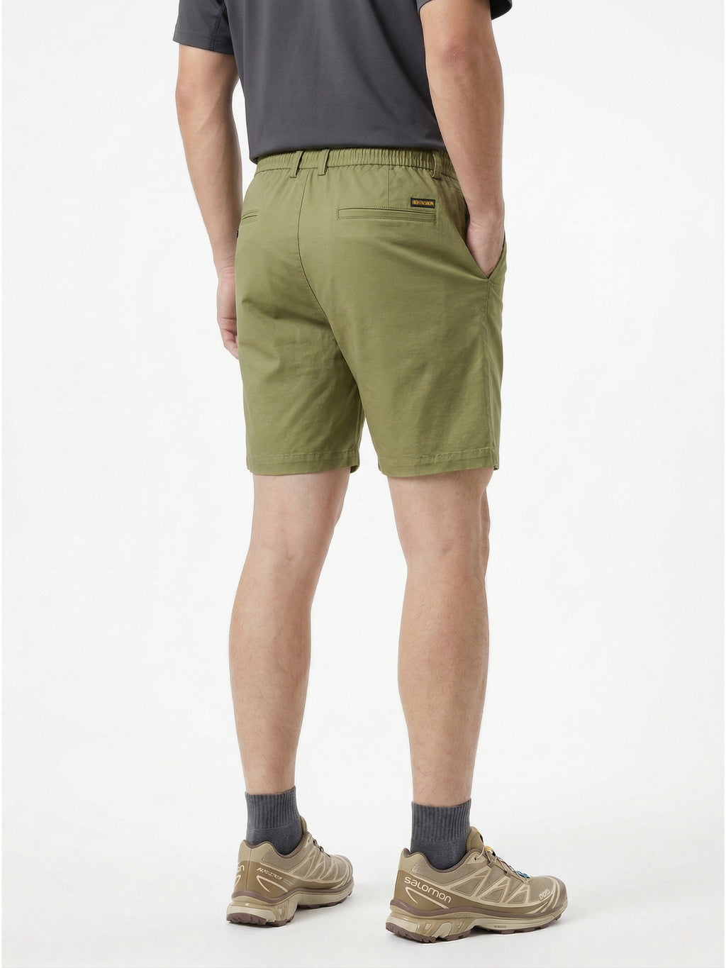 MEILIHUA Men's Stretch Cotton Chino Shorts 5-Pack, Casual Flex Elastic Waist Flat Front Summer Shorts with Pockets (White, Khaki, Black, Grey, Olive)