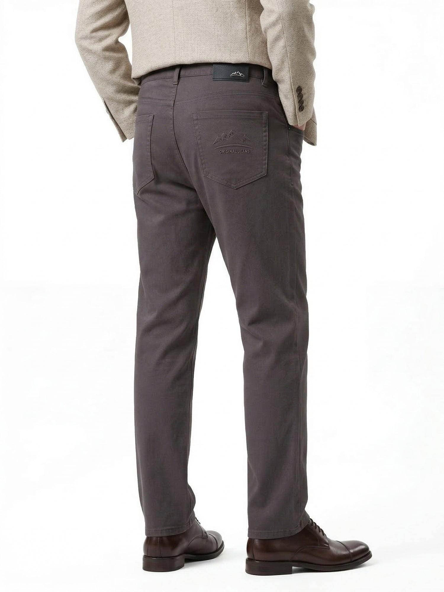 Men's Heavyweight Cotton-Blend Casual Pants - 360GSM Straight Cut with Embossed Detailing (94% Cotton)
