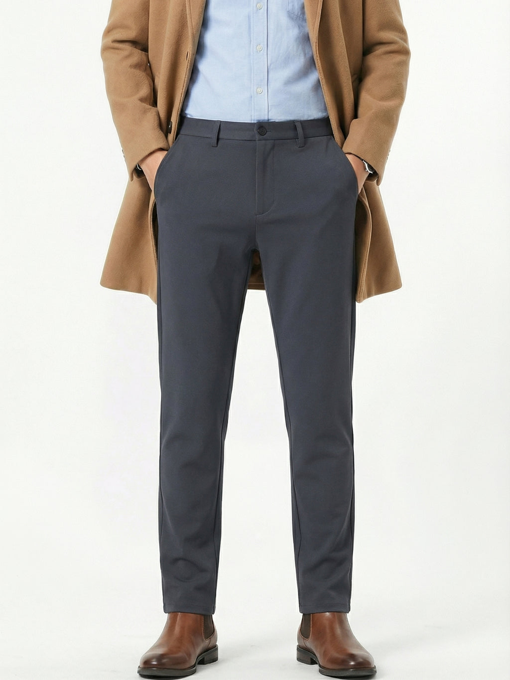 MEILIHUA Men's Stretch Dress Pants - 4-Way Elastic Straight Fit for Fall/Spring (280GSM)