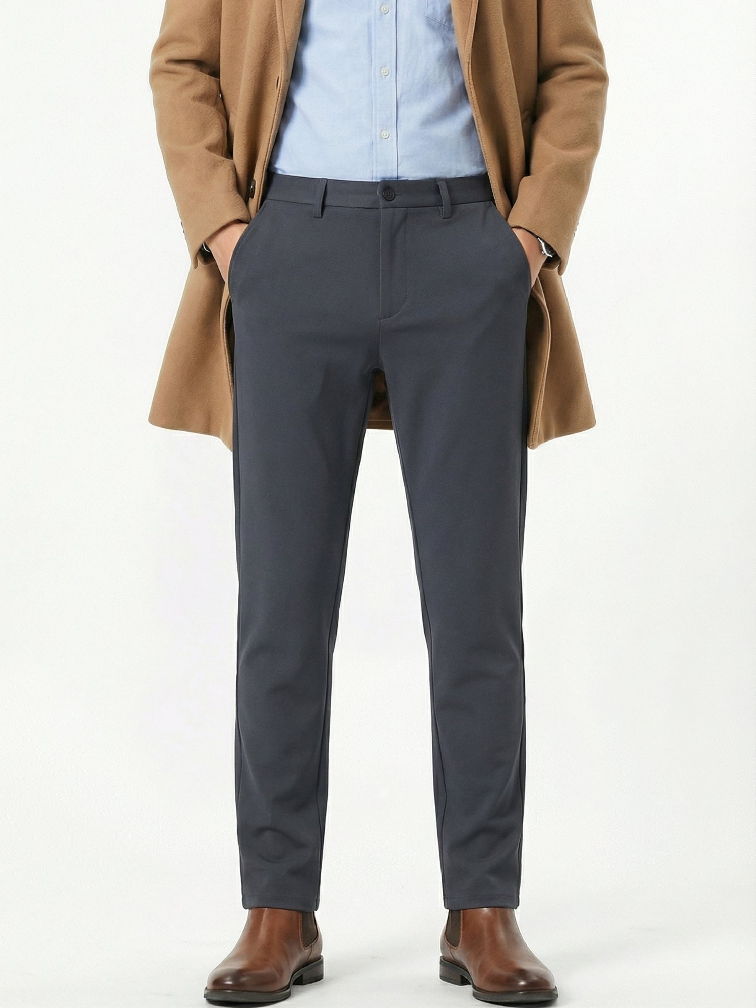 MEILIHUA Men's Stretch Dress Pants - 4-Way Elastic Straight Fit for Fall/Spring (280GSM)