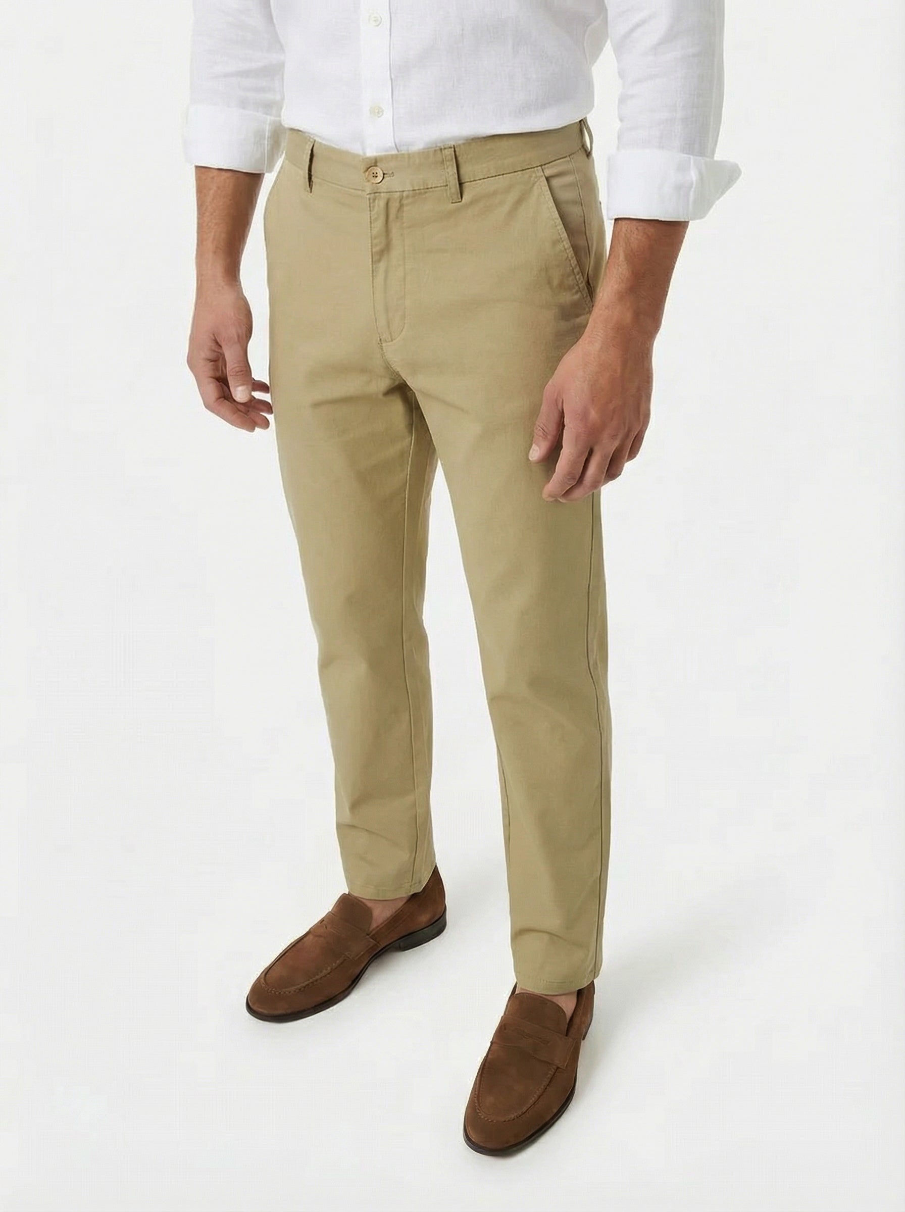Men's Light-Weight Cotton Blend Dress Pants - Breathable Straight Fit for Office & Travel