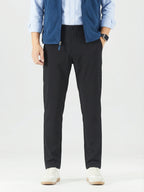 MEILIHUA Men's 4-Way Stretch Dress Pants - Mid-Rise Straight Cut with Elastic Waist (Business Casual)