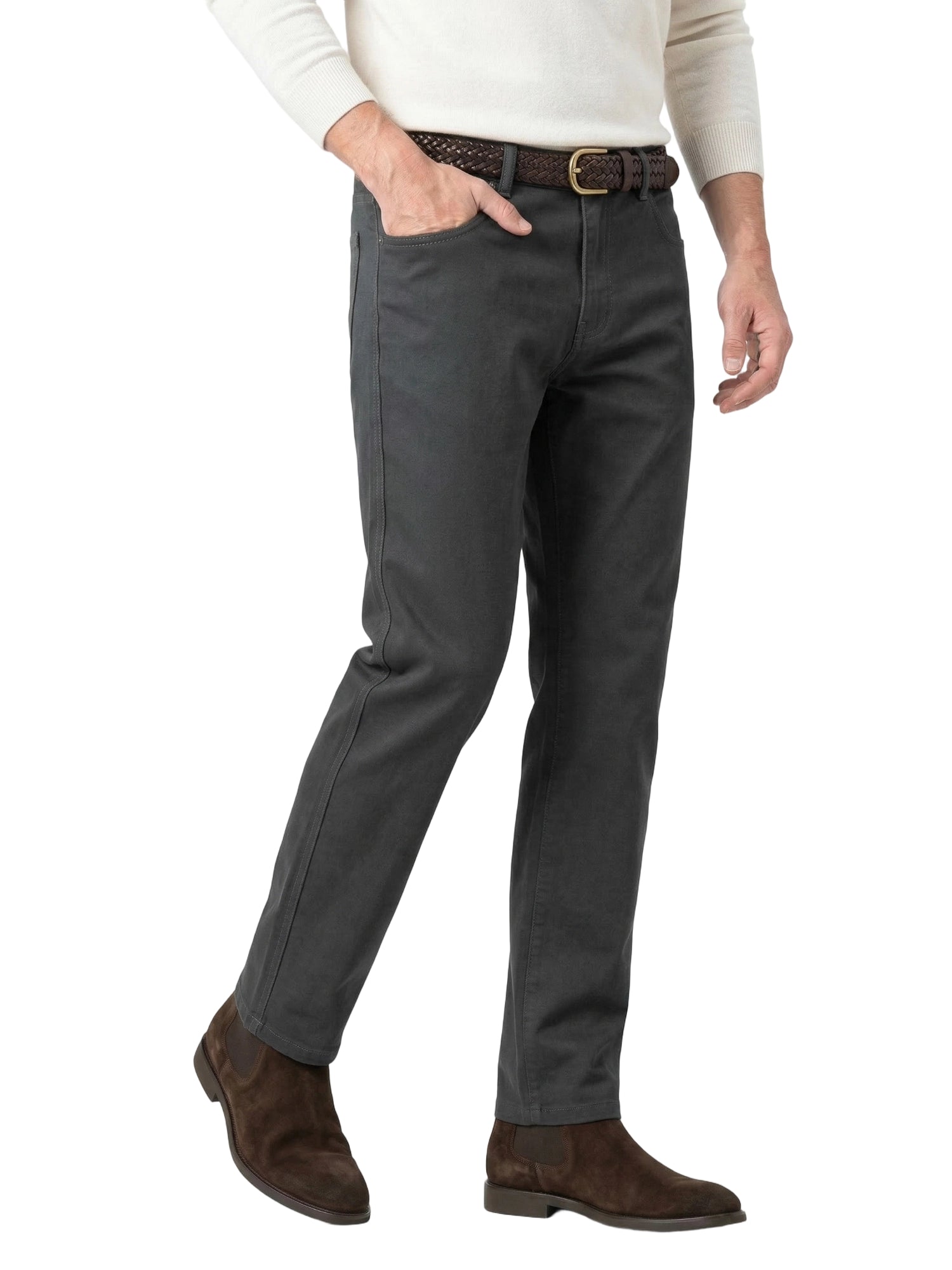 Men's Heavyweight Cotton-Blend Casual Pants - 360GSM Straight Cut with Embossed Detailing (94% Cotton)
