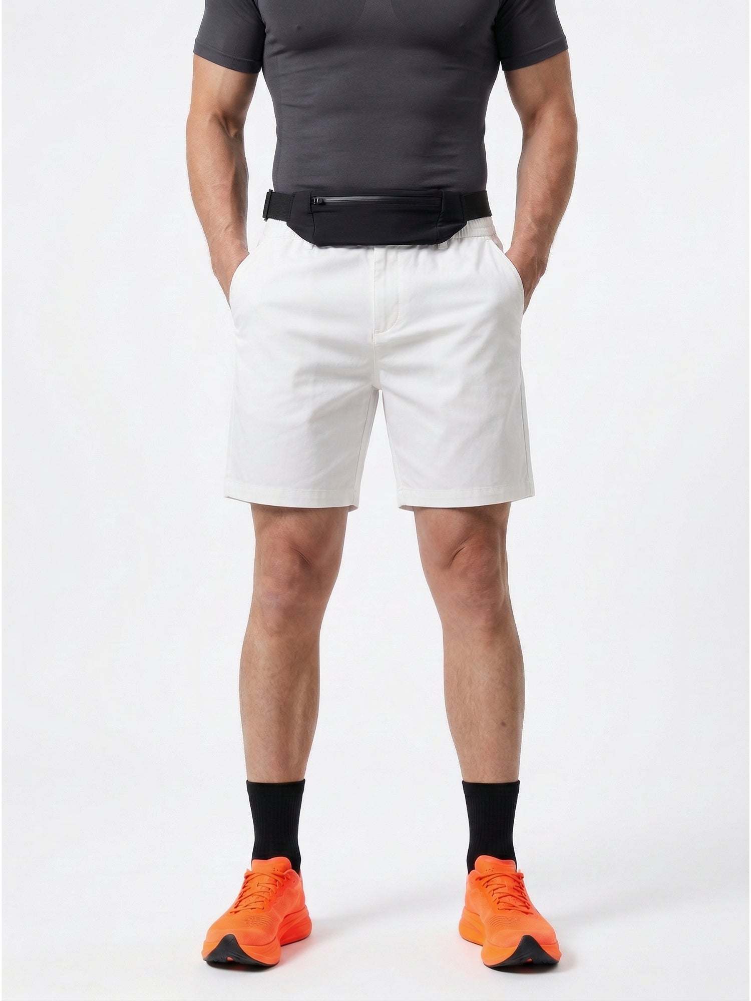 MEILIHUA Men's Stretch Cotton Chino Shorts 5-Pack, Casual Flex Elastic Waist Flat Front Summer Shorts with Pockets (White, Khaki, Black, Grey, Olive)