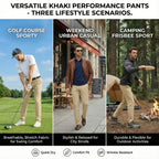 MEILIHUA Men's 4-Way Stretch Dress Pants - Mid-Rise Straight Cut with Elastic Waist (Business Casual)