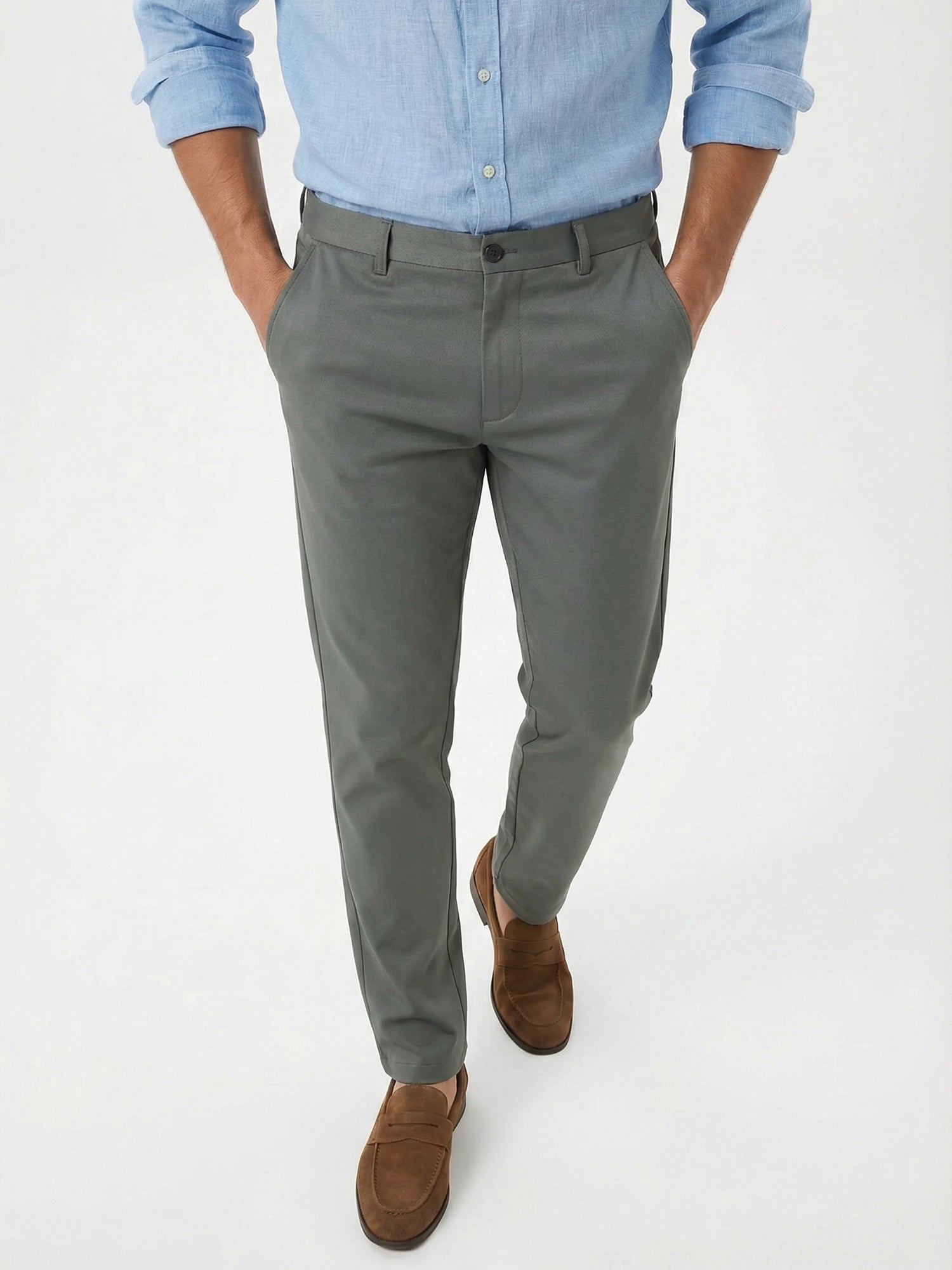 Men's Light-Weight Cotton Blend Dress Pants - Breathable Straight Fit for Office & Travel