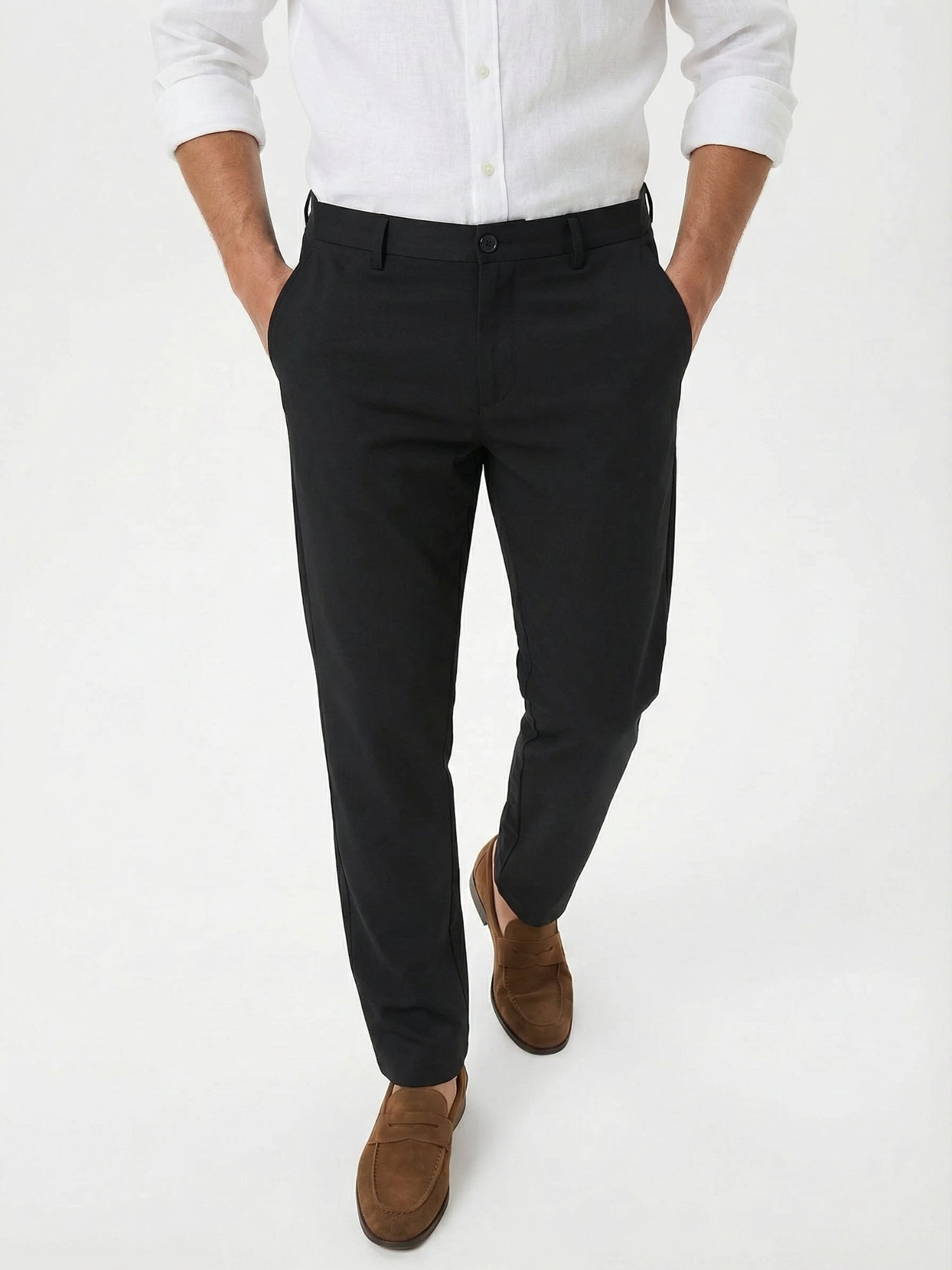 Men's Light-Weight Cotton Blend Dress Pants - Breathable Straight Fit for Office & Travel