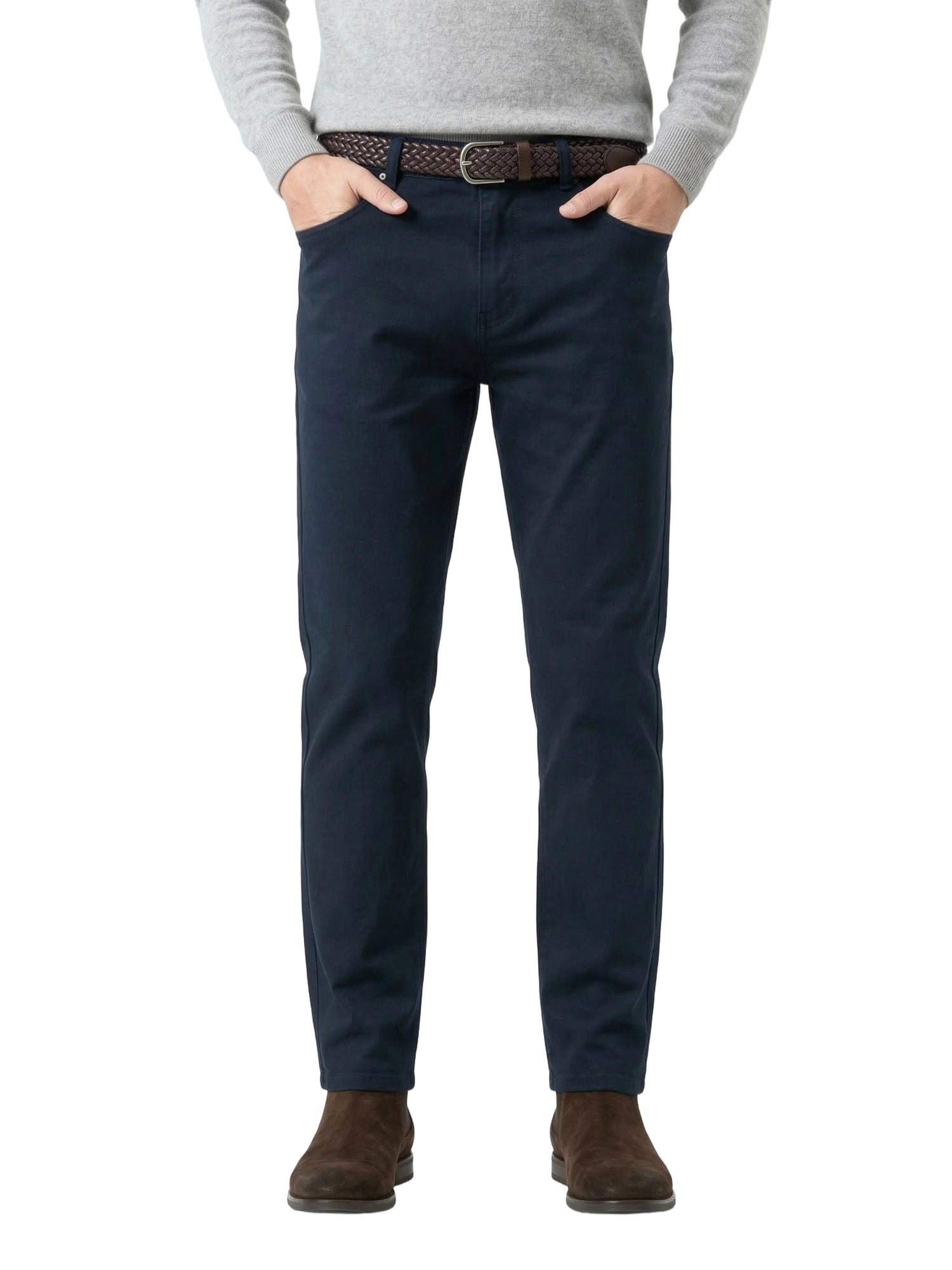 Men's Heavyweight Cotton-Blend Casual Pants - 360GSM Straight Cut with Embossed Detailing (94% Cotton)