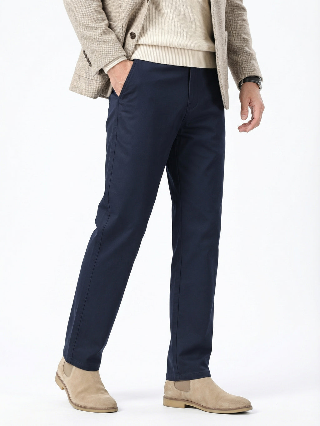 MEILIHUA Men's Stretch Chino Pants – 97% Cotton Business Casual Trousers with Comfort Waist – Lightweight Straight Fit for Work & Golf