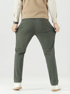 MEILIHUA Men's 4-Way Stretch Dress Pants - Mid-Rise Straight Cut with Elastic Waist (Business Casual)