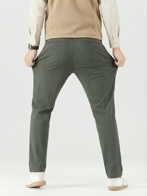 MEILIHUA Men's 4-Way Stretch Dress Pants - Mid-Rise Straight Cut with Elastic Waist (Business Casual)