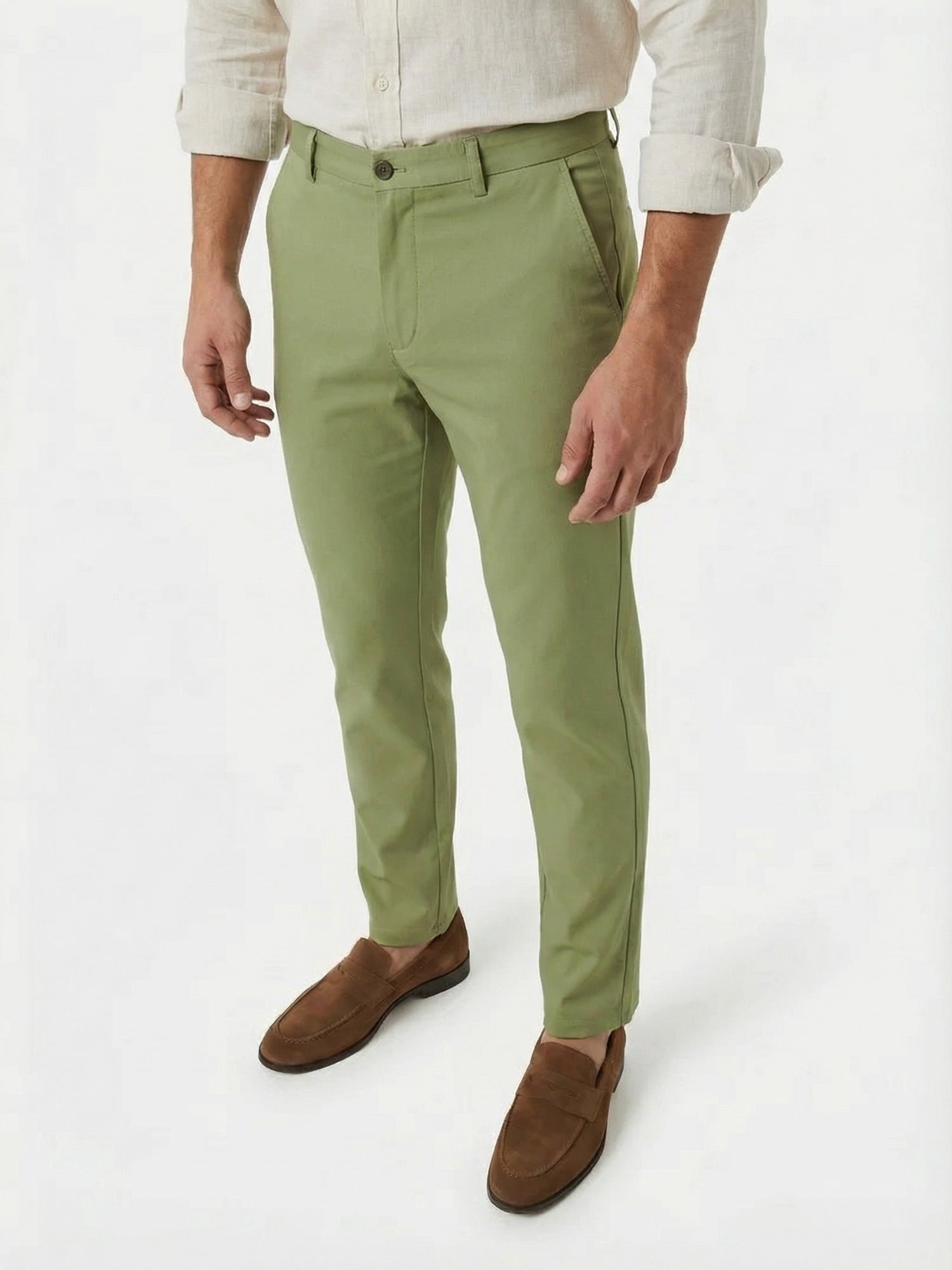Men's Light-Weight Cotton Blend Dress Pants - Breathable Straight Fit for Office & Travel