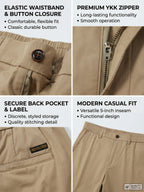 MEILIHUA Men's Stretch Cotton Chino Shorts 5-Pack, Casual Flex Elastic Waist Flat Front Summer Shorts with Pockets (White, Khaki, Black, Grey, Olive)