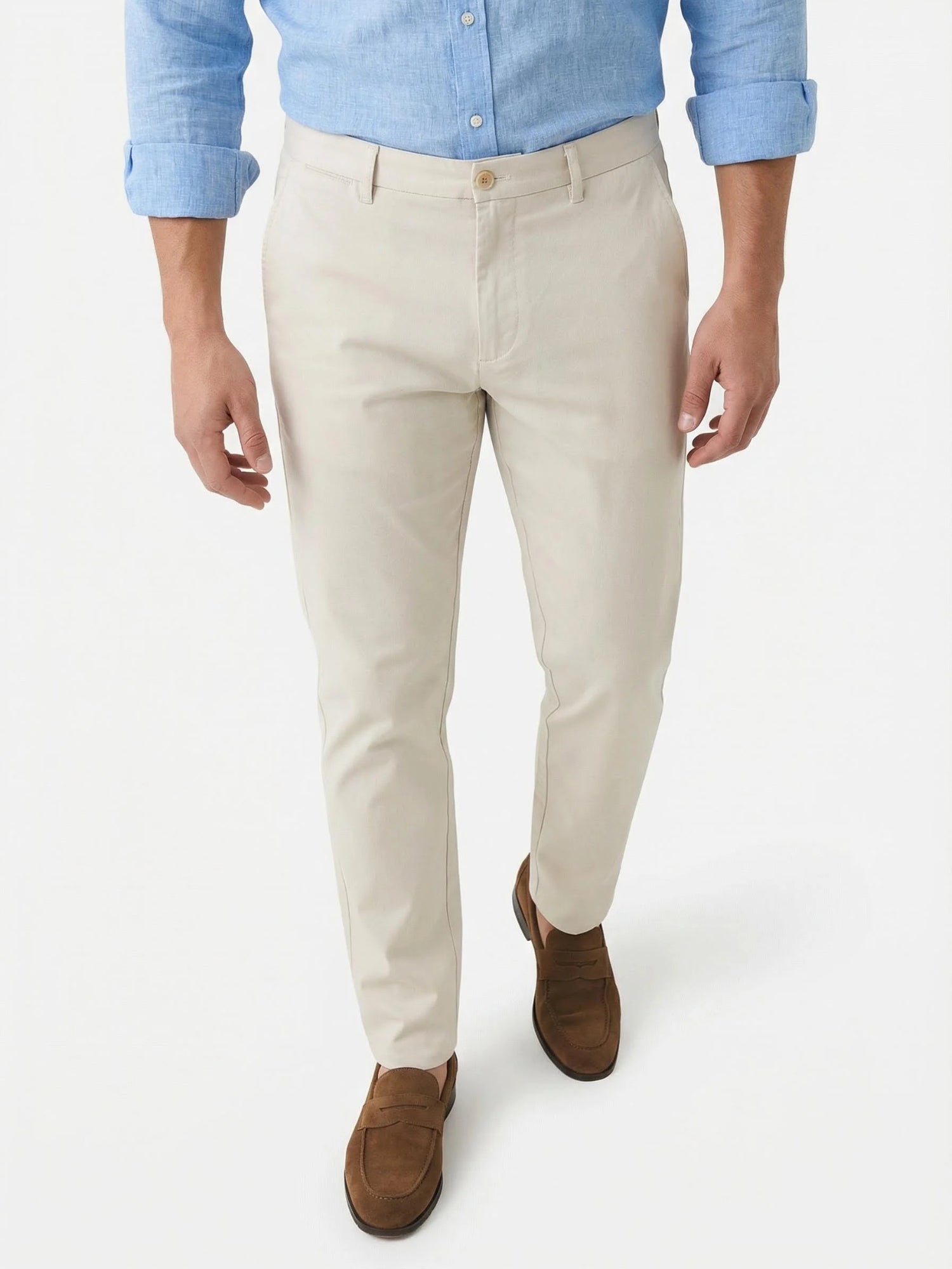 Men's Light-Weight Cotton Blend Dress Pants - Breathable Straight Fit for Office & Travel