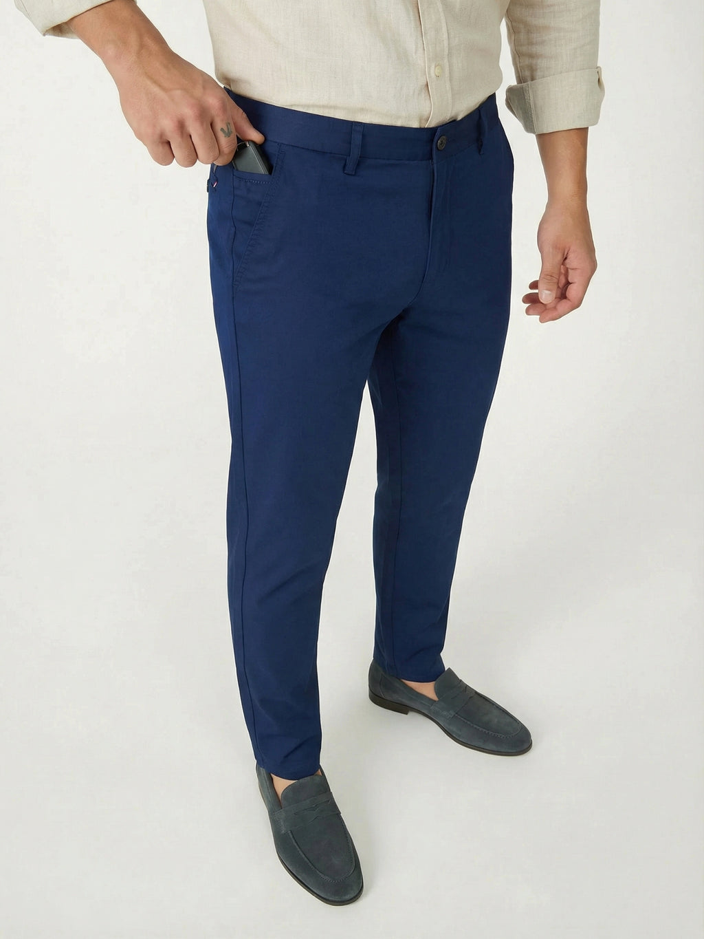 Men's Light-Weight Cotton Blend Dress Pants - Breathable Straight Fit for Office & Travel