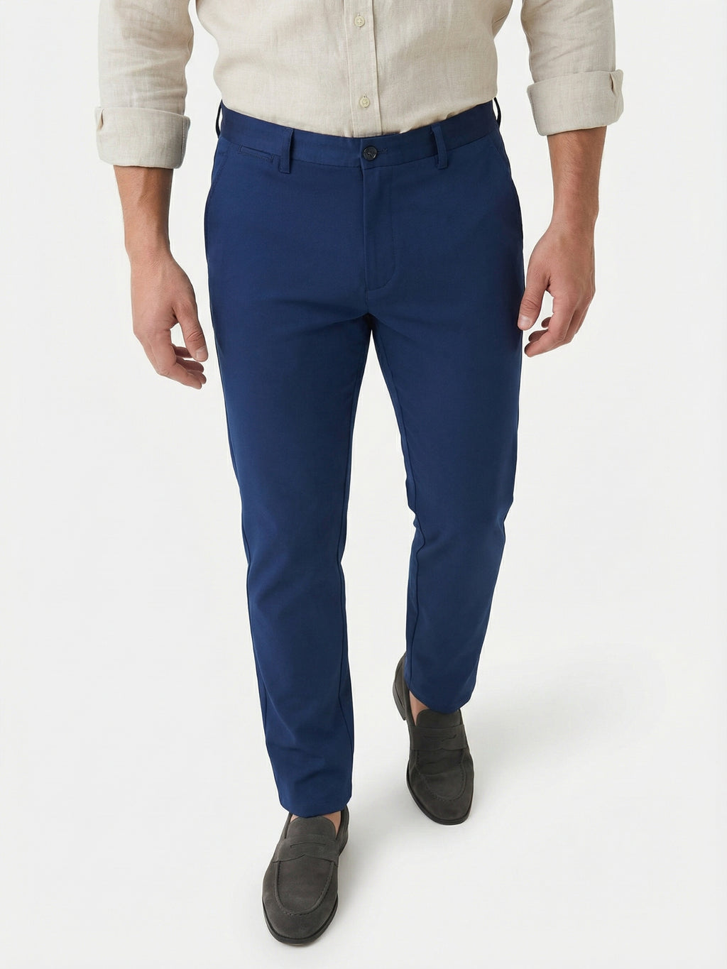 Men's Light-Weight Cotton Blend Dress Pants - Breathable Straight Fit for Office & Travel
