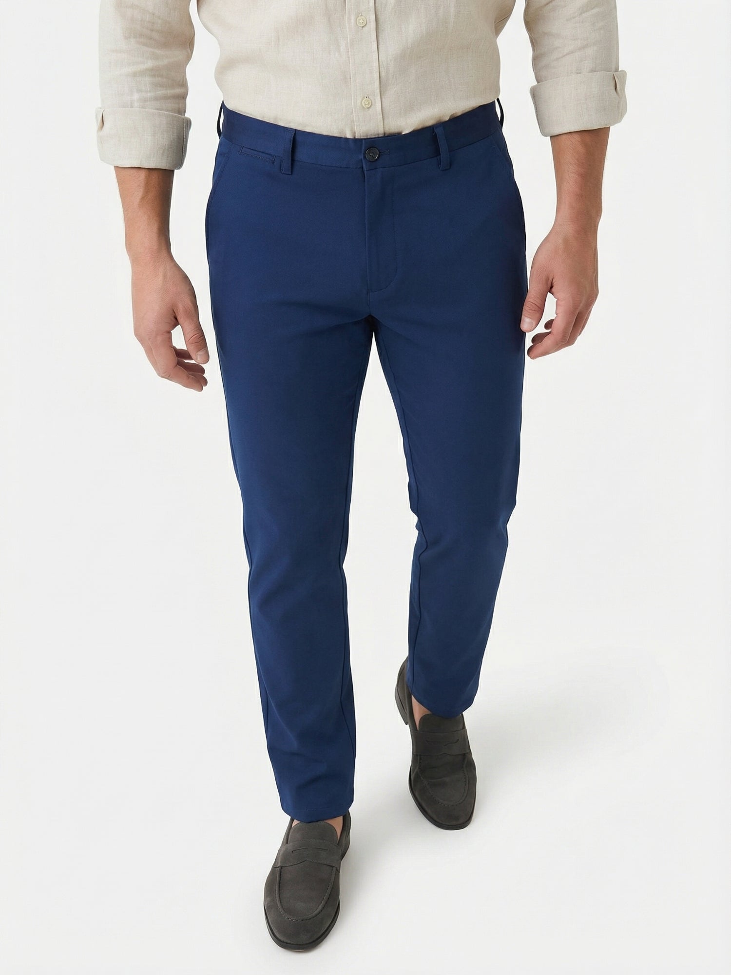Men's Light-Weight Cotton Blend Dress Pants - Breathable Straight Fit for Office & Travel