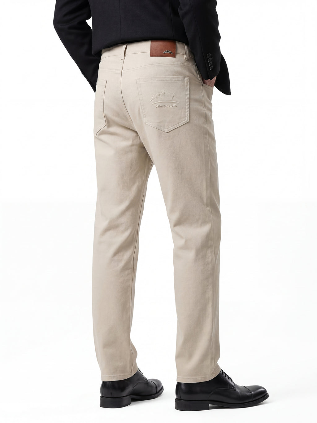 Men's Heavyweight Cotton-Blend Casual Pants - 360GSM Straight Cut with Embossed Detailing (94% Cotton)