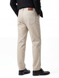 Men's Heavyweight Cotton-Blend Casual Pants - 360GSM Straight Cut with Embossed Detailing (94% Cotton)