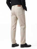 Men's Heavyweight Cotton-Blend Casual Pants - 360GSM Straight Cut with Embossed Detailing (94% Cotton)