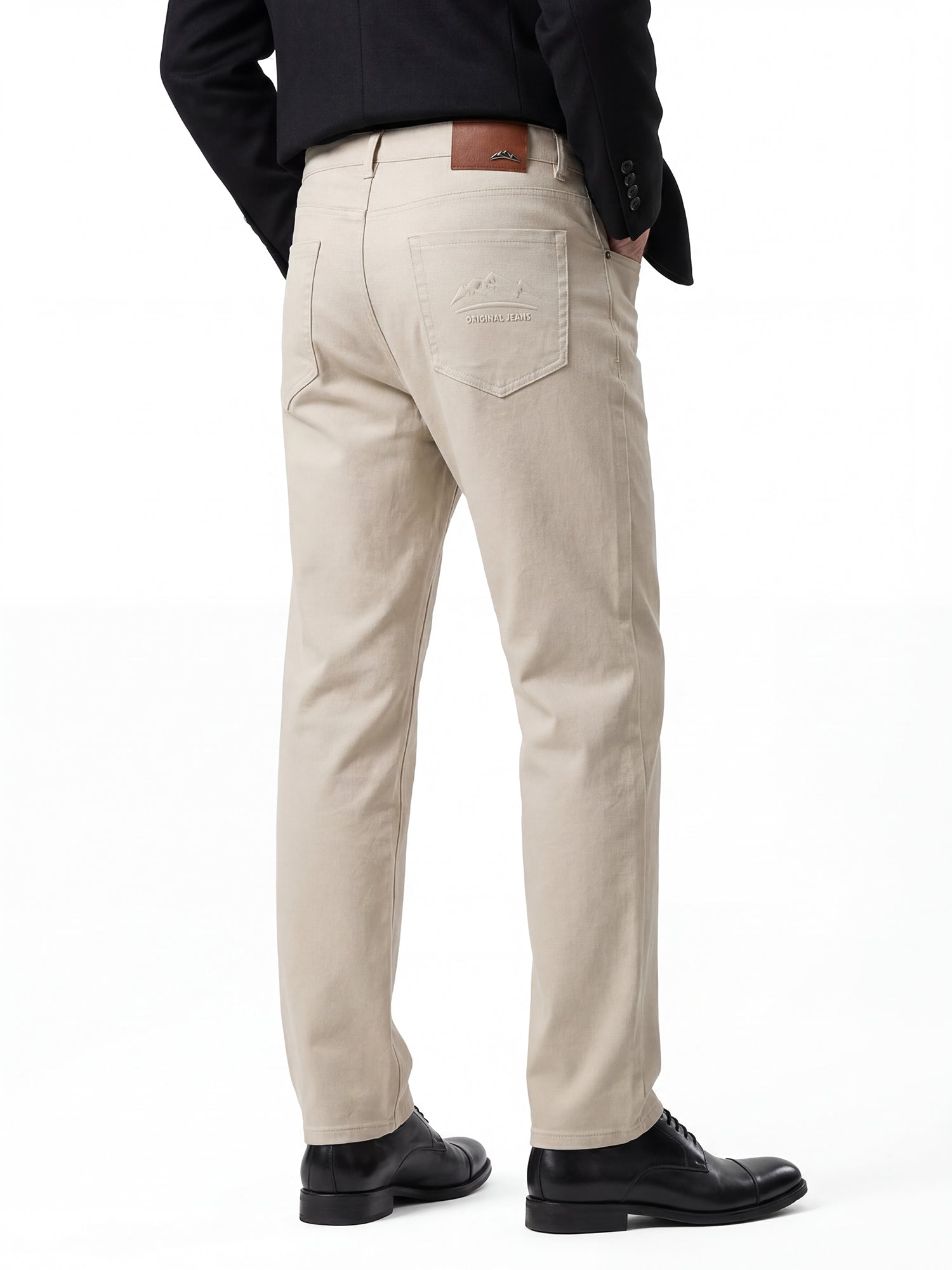 Men's Heavyweight Cotton-Blend Casual Pants - 360GSM Straight Cut with Embossed Detailing (94% Cotton)